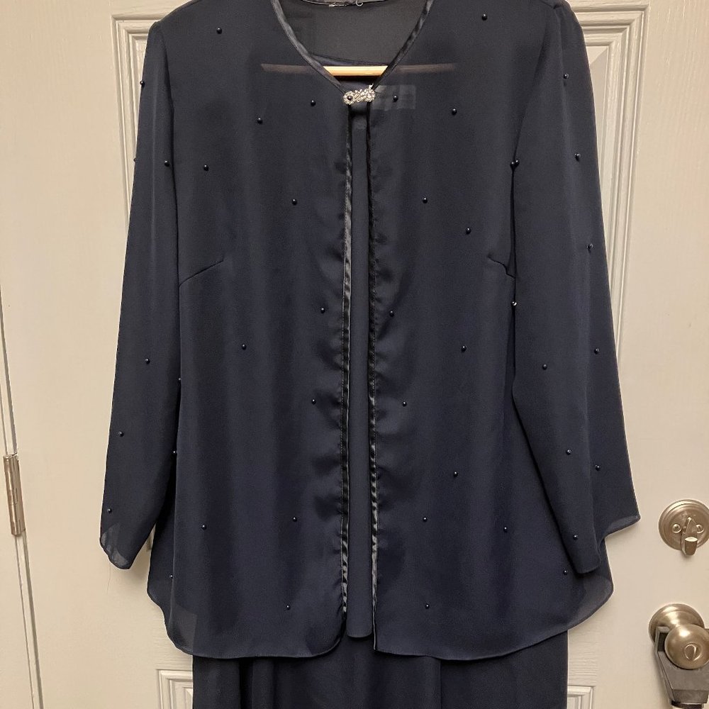 WOMEN'S SIZE 18W CHIFFON SLEEVELESS LAYERED DRESS WITH SHEER JACKET